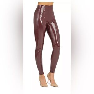 Spanx Faux Patent Leather Leggings - Ruby - NWT